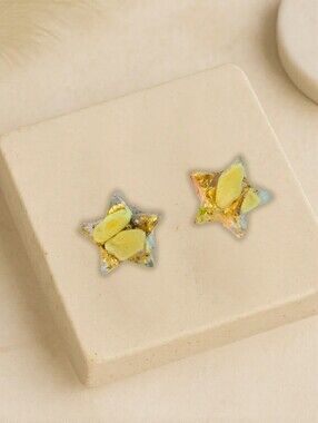 Orange Calcite Star Resin Stud Earrings